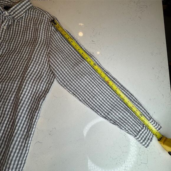 The Men's Store Bloomingdales 100% Linen Gray Plaid Shirt Size X-Large - Picture 8 of 9